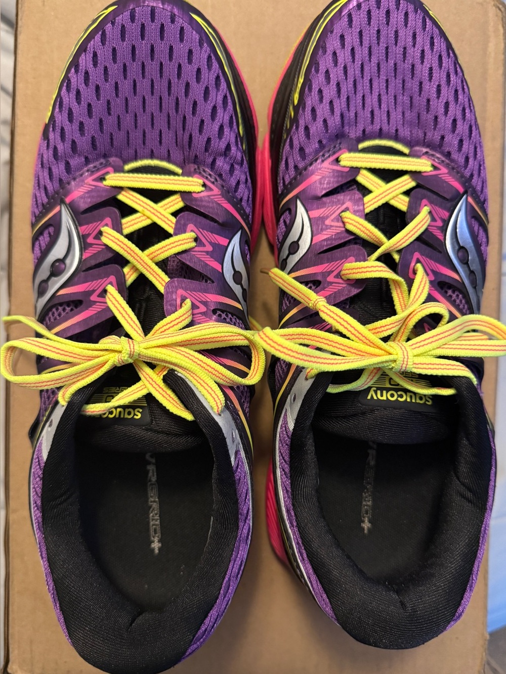 Saucony Purple and Yellow Women's Athletic Running Shoes